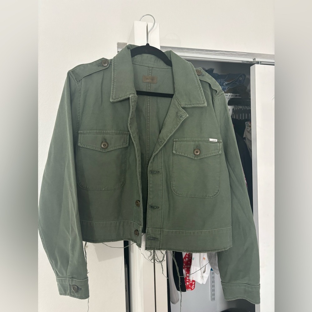 Mother cropped green jacket